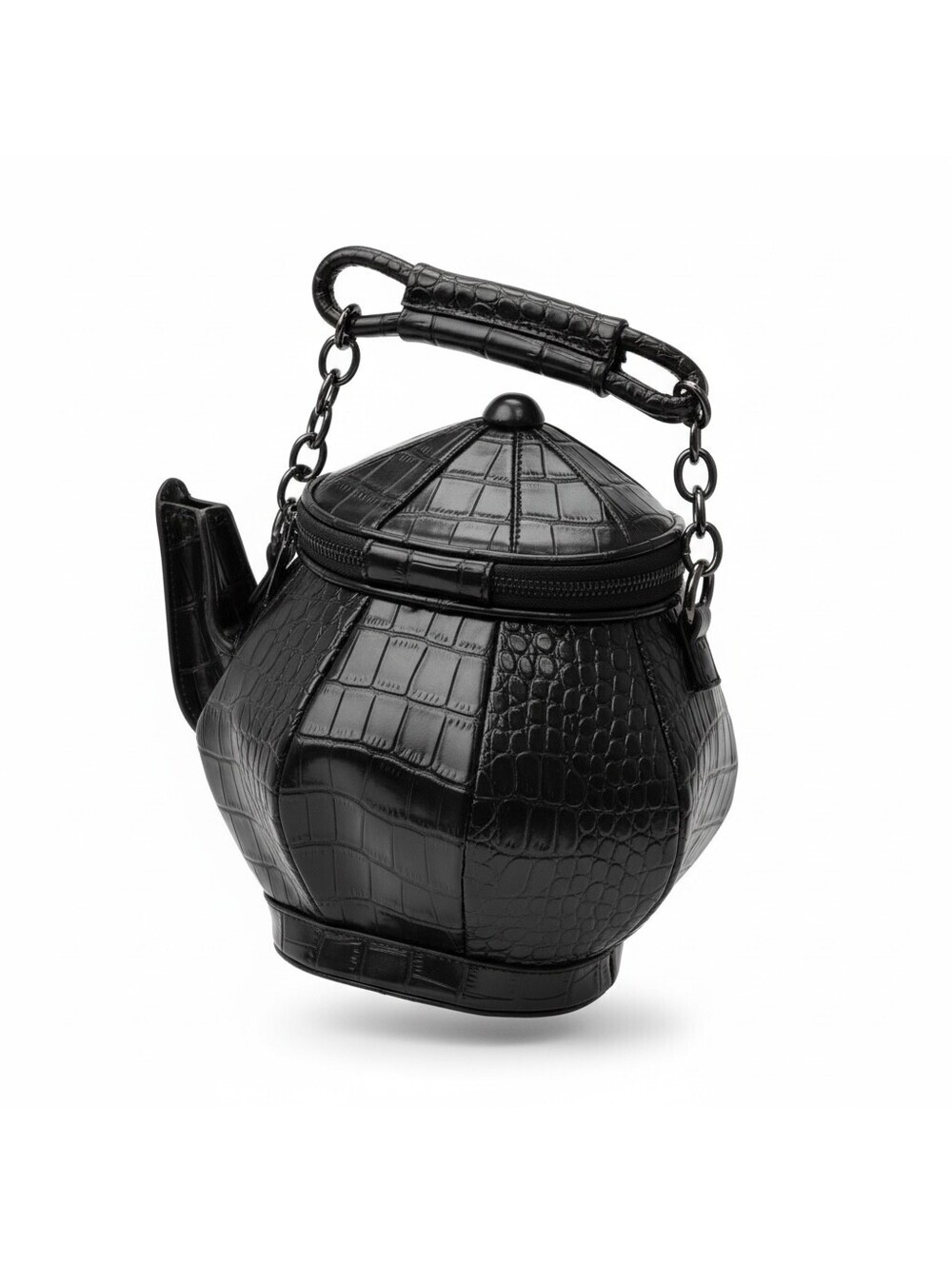 Black Crocodile Pattern Teapot Shaped Handbag